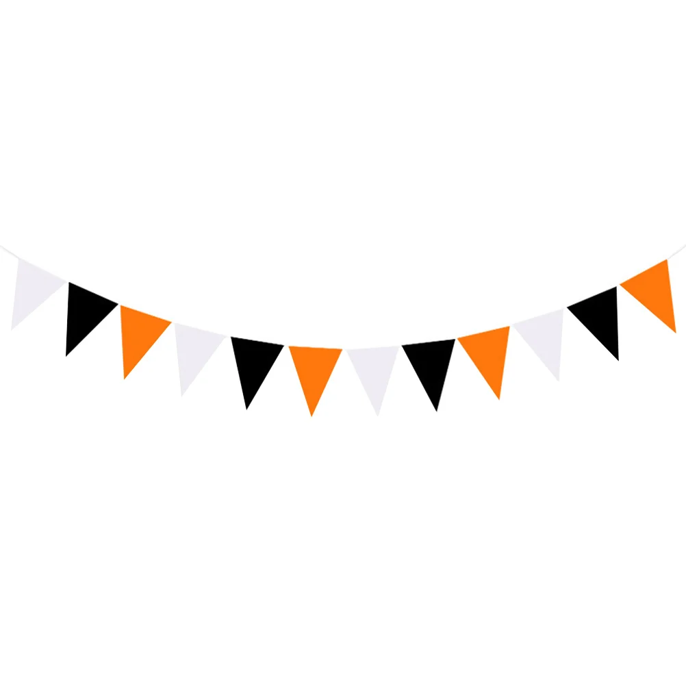 

Orange Black White Halloween Triangle Banner Hanging Decoration Party Supplies Outdoor Home Nursery Garden Halloween Pennant