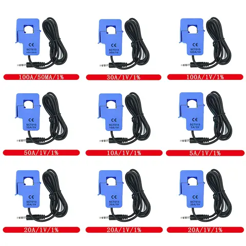 Transformateur de courant à noyau divisé Non invasif, 1 pièce, SCT-013-000 5A 10A 20A 30A 50A 100A 50MA 1V 1%