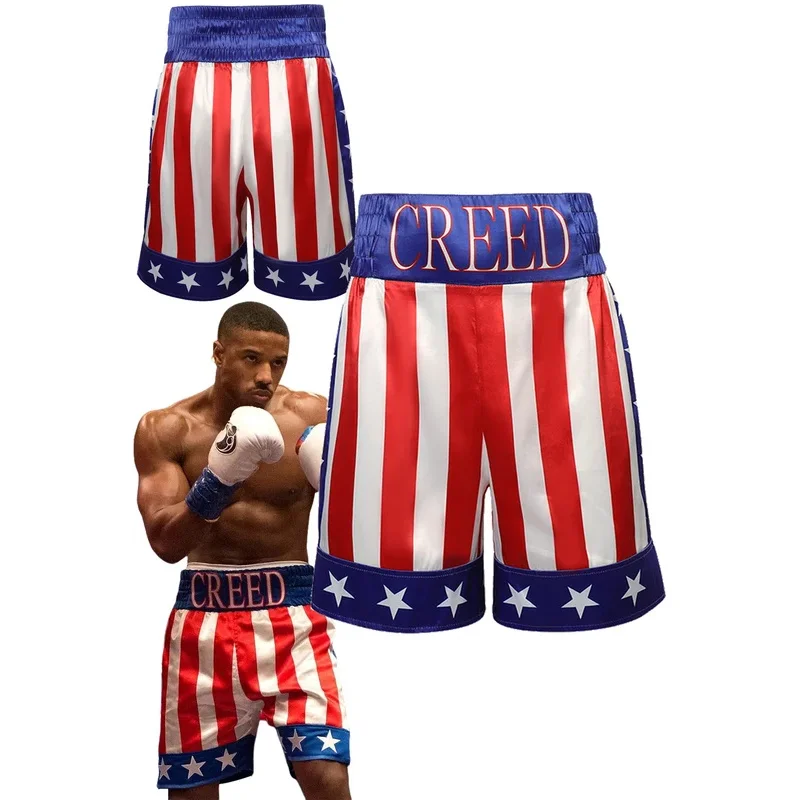 Adonis Creed III-男性用ボクシングショーツ,コスプレ,ファンタジー,ファイティングトランクス,スポーツショーツ,ハロウィーンの衣装,映画