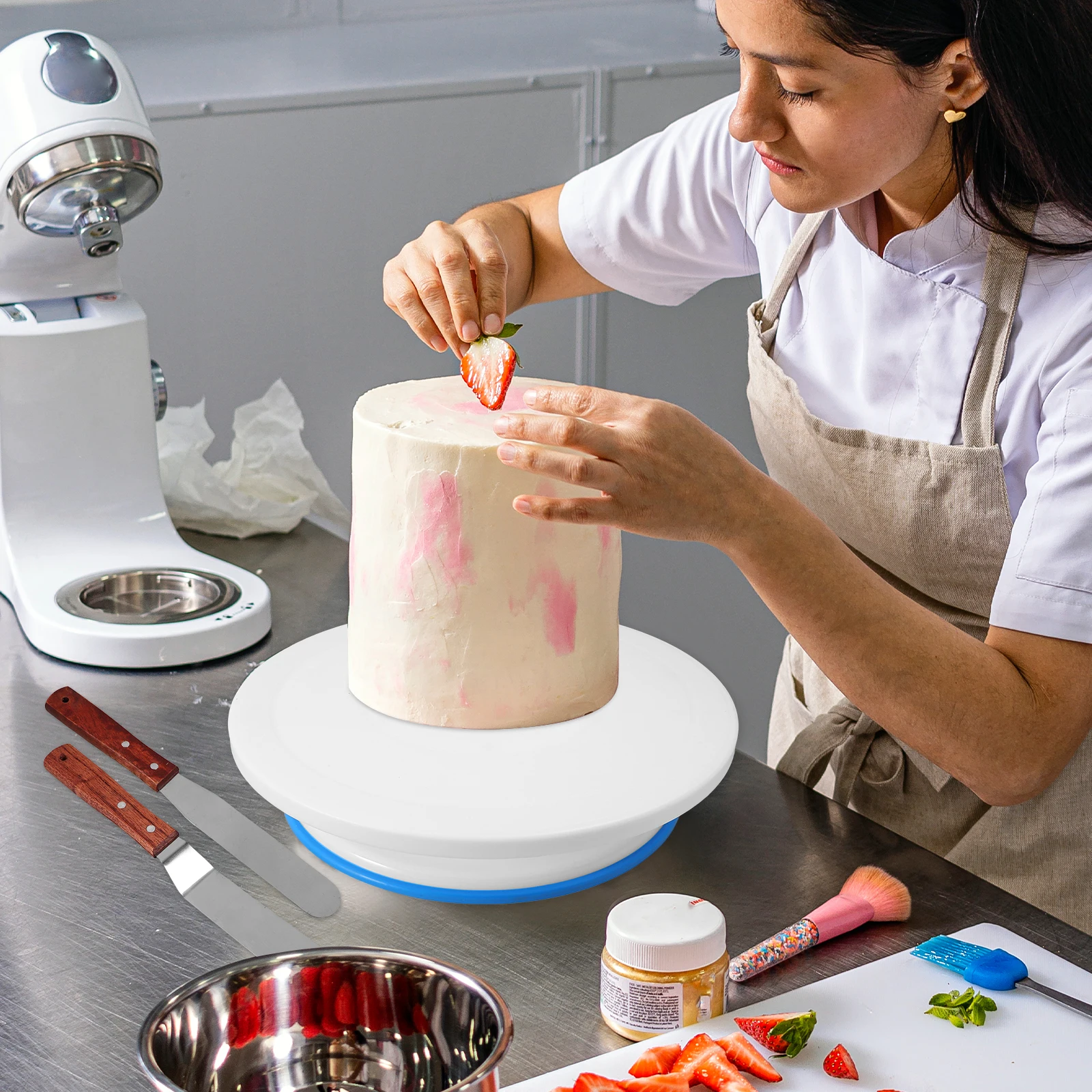 

1 комплект, вращающийся поворотный стол для торта, пластиковая вращающаяся на 360 градусов подставка для украшения торта, платформа для домашней пекарни