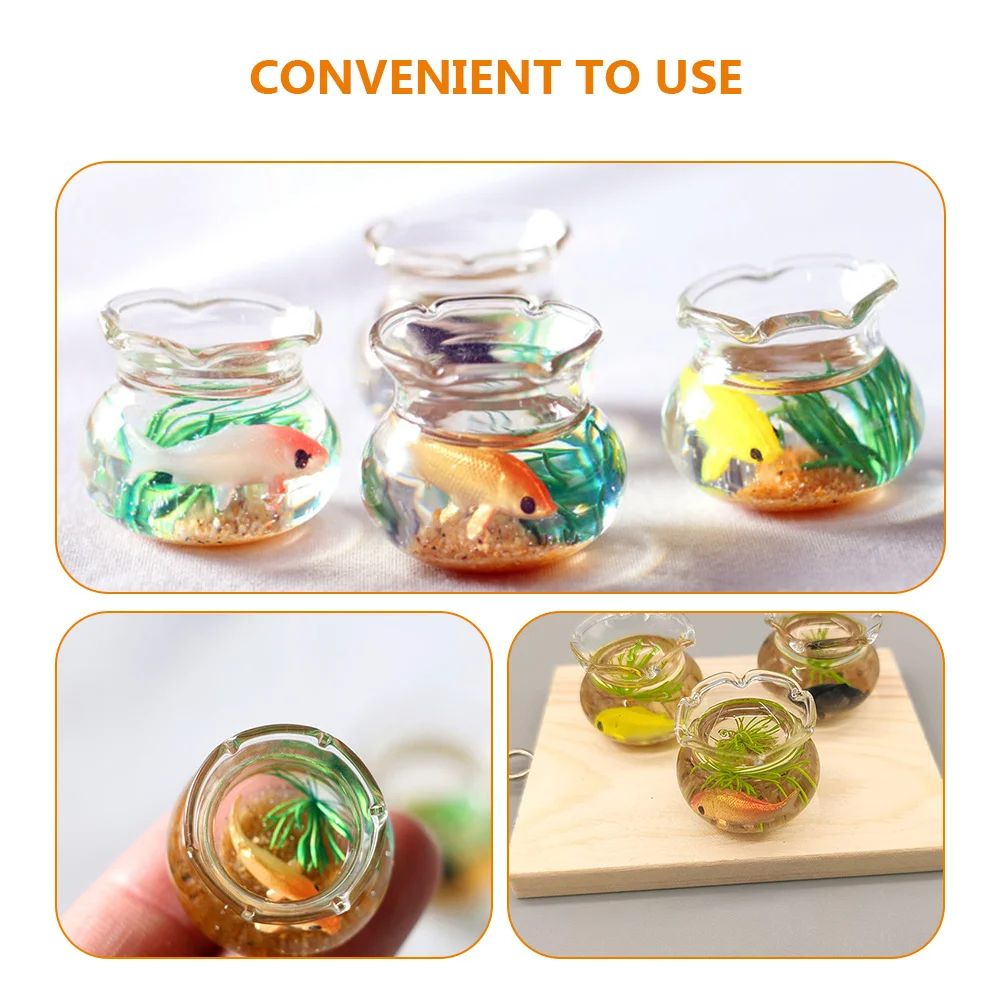 

3 Pcs Miniature Fish Tank Decor Statue Model Decorations Small Ornament Dollhouse Simulation Bowl