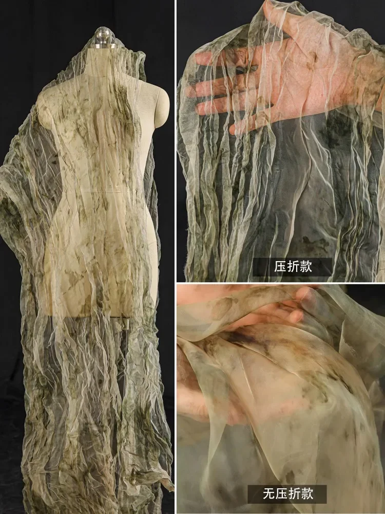 

Окрашенная в галстук ткань из пряжи плиссированная винтажная кардиган одежда дизайнерская ткань ткань Diy одежда швейные метры чистый полиэстер материал