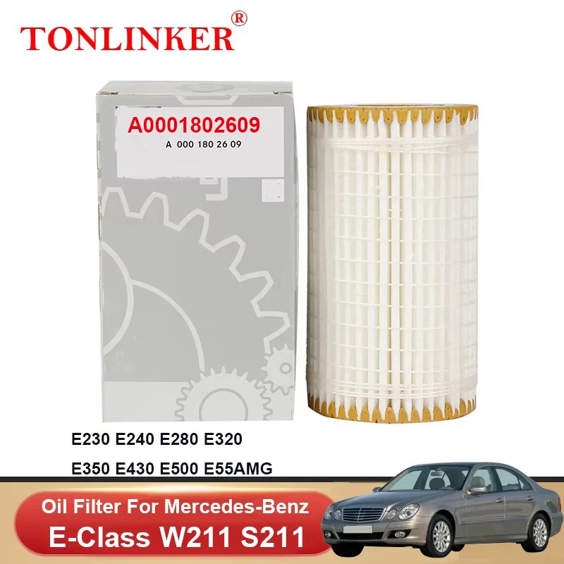 

TONLINKER Oil Filter A0001802609 For Mercedes Benz E Class W211 S211 2002-2009 E230 E240 E280 E320 E350 E430 E500 E55 AMG