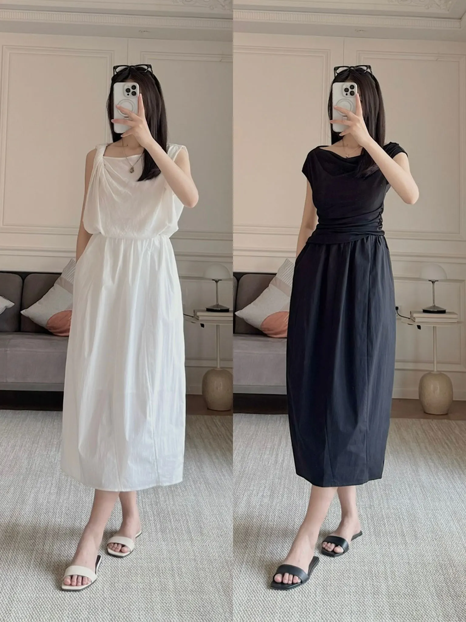 

High Waist Cotton Linen Pleated Flower Bud f Skirt Casual Women's Skirt High Waist Folded Fabric Cotton 40.2% Nylon 37.3% ...