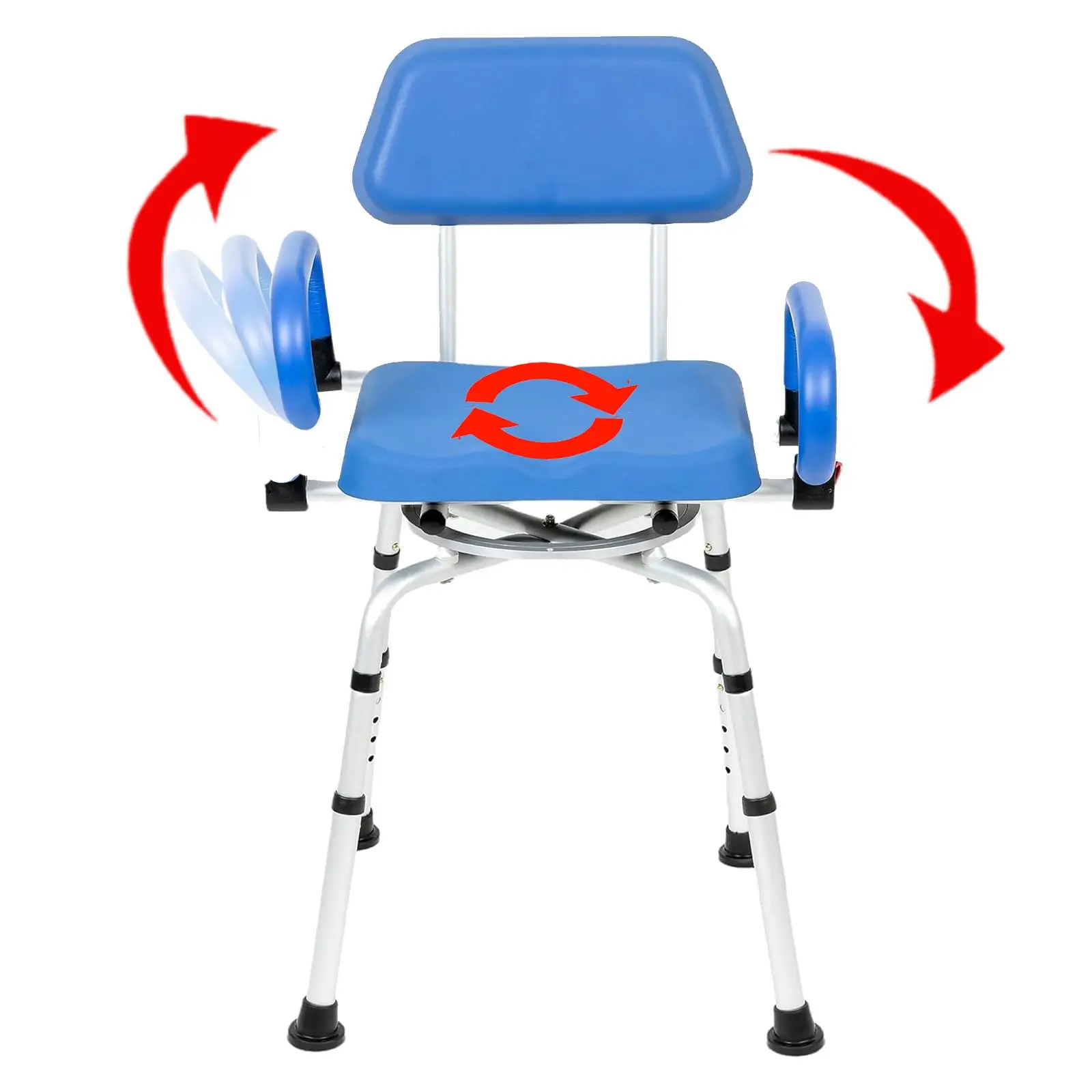 

360 Degree Swivel Shower Chair With Padded Seat Back And Arms Adjustable Height Heavy Duty Bariatric