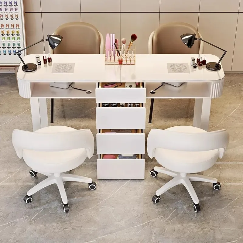 Nordic Rustic Storage Nail Table Elegant Premium Salon Furniture Italian Modern Nail Desk With Drawers