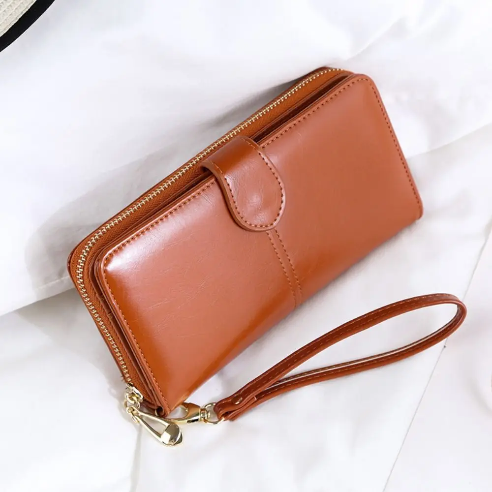 Water-proof Purse PU Leather Long Wallet Foldable Zipper Two Fold Wallet Large Capacity Multifunctional Women Card Holder Men
