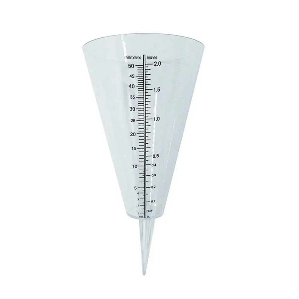 1 Pcs Rain Meter 50mm Max Measure Range Cone Rain Cup Fence Deck Building Garden Plug-in Transparent Rain Gauge