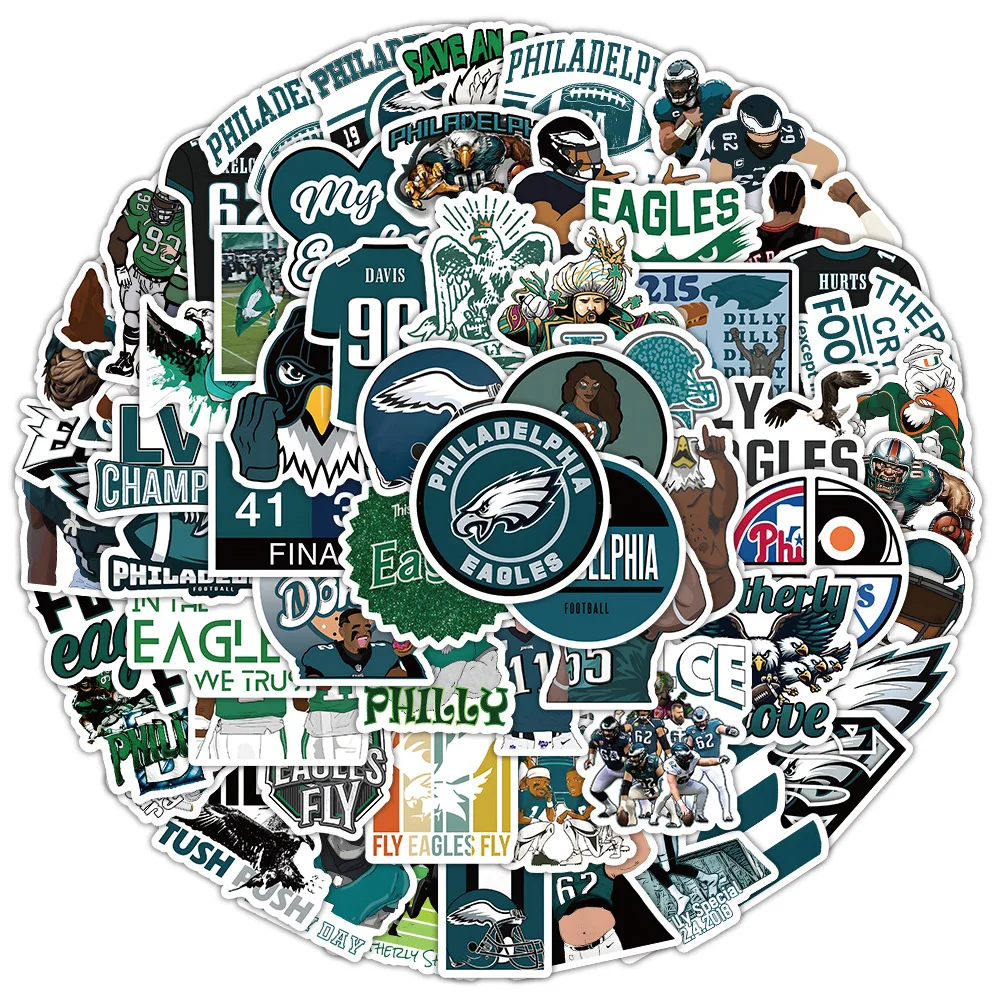 10/30/50PCS New Style Football Team Philadelphia Eagles Stickers Cartoon Helmet Tablet BottleGuitar Clip Wall Sticker Decoration