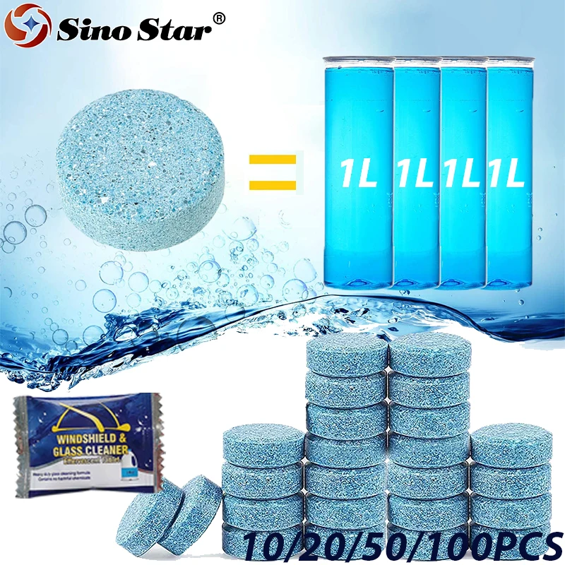 Car Windshield Washer Fluid Tablets Car Glass Solid Wiper Easy To Use for Most Cars SUV Trucks Kitchen Window Mirror Cleaner