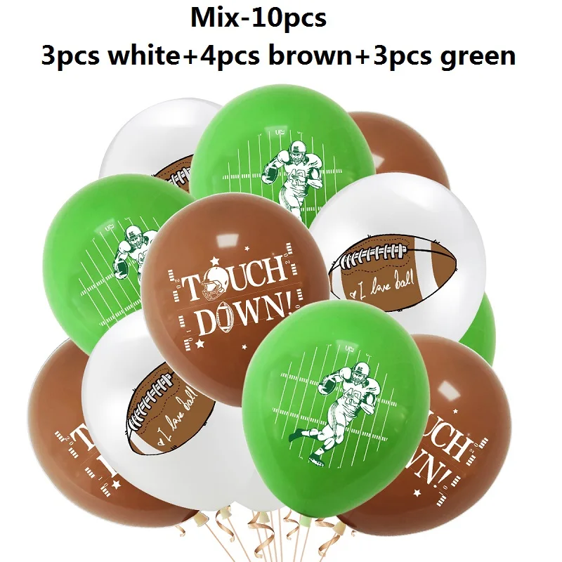 Rugby Theme Party Decoration Set,American Football Balloons, Boys Theme Birthday Decoration,12 