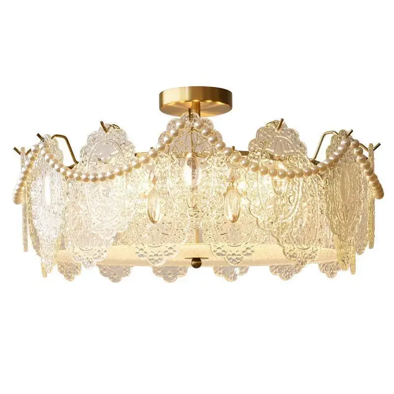 

French style, crystal ceiling, modern, simple, light luxury, pearl master bedroom light