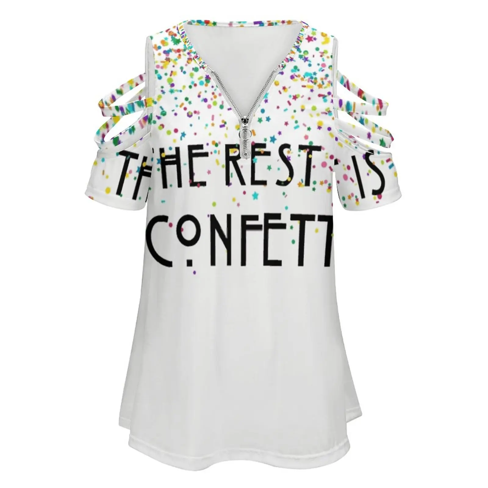 The Rest Is Confetti، The Haunting Of Hill House، قميص شيرلي الجديد بسحاب مكشوف الأكتاف وأكمام قصيرة للنساء