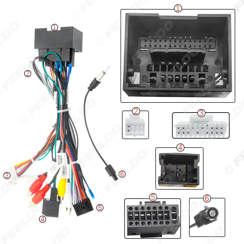 FEELDO 차량용 오디오 배선 하네스, Reavview 와이어 포함, 쉐보레 트랙스 크루즈 아베오 소닉 뷰익 리갈 스테레오 와이어 어댑터, 16 핀
