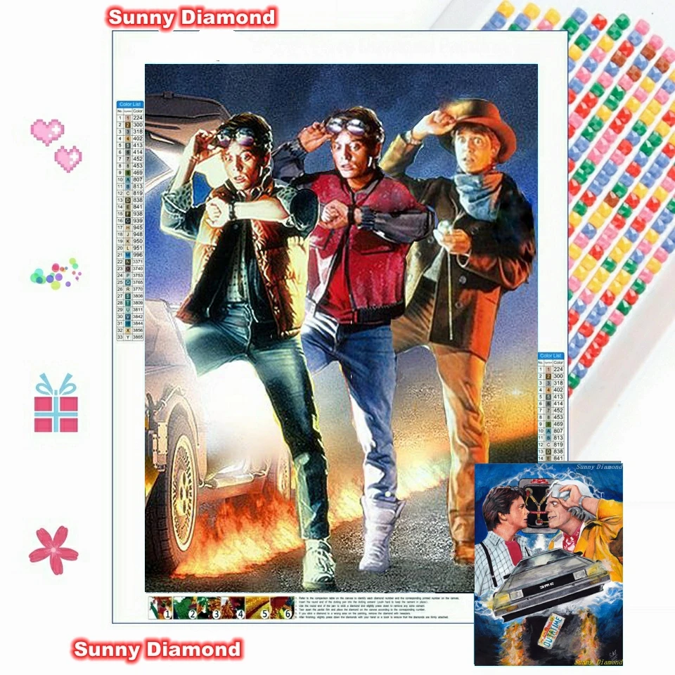 

Sci-fi Back to The Future Classic Film 5D DIY Diamond Painting Mosaic Needlework Rhinestones Embroidery Home Decor Gift Art Bar