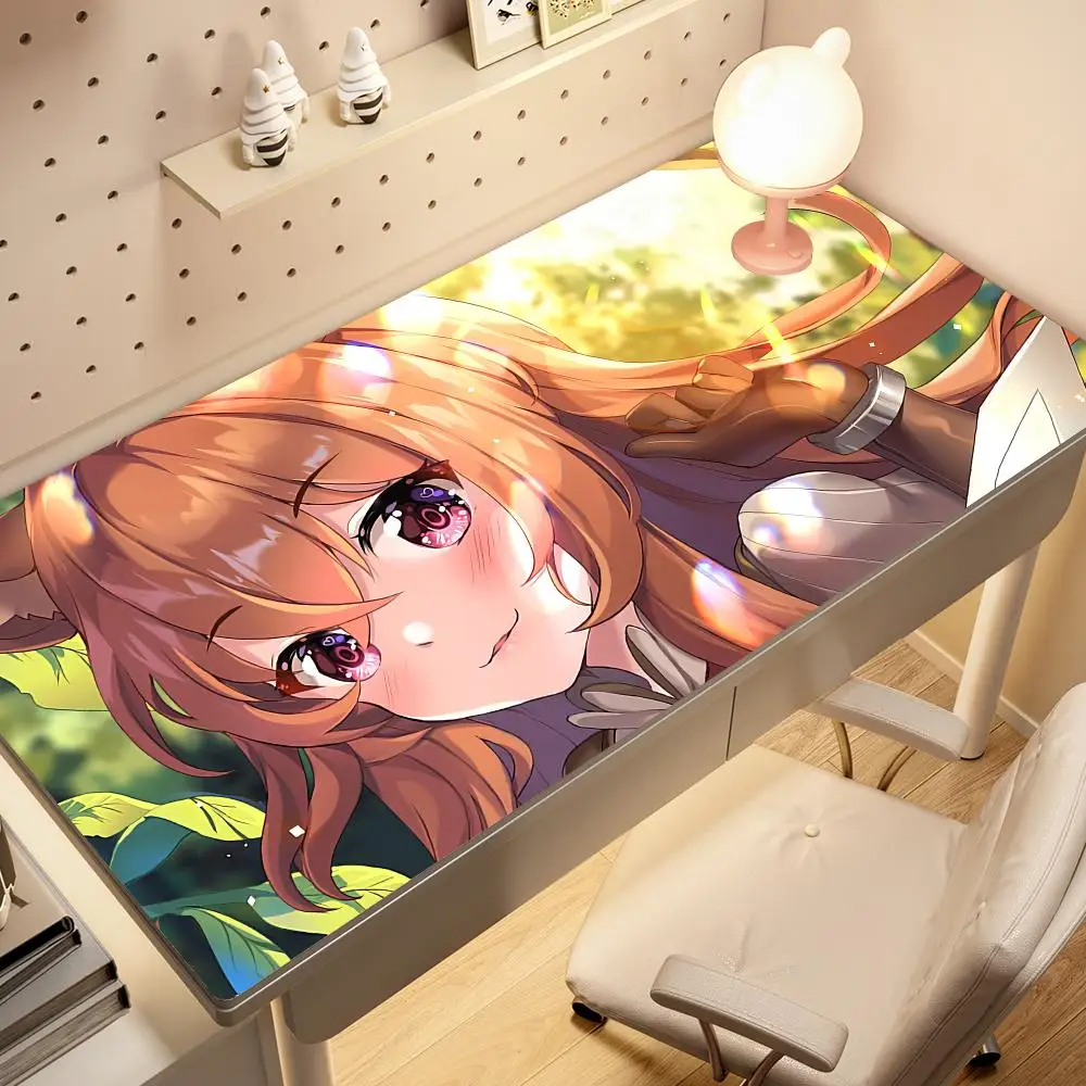 XXL Anime Shield Hero Couple Mouse Pad, Non-Slip Rubber Stitched Edge, Large Keyboard Mat for PC Laptop, Durable Playmat Gift