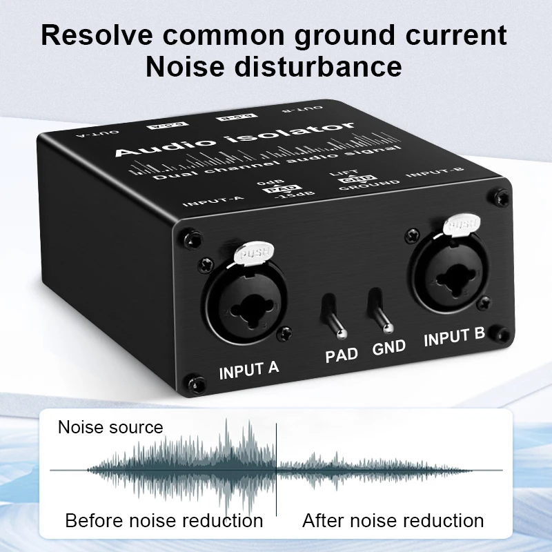 Audio Isolator Audio Current Noise Eliminator XLR 6.5 Isolator Mixer Live Broadcast Microphone Common Ground Filte