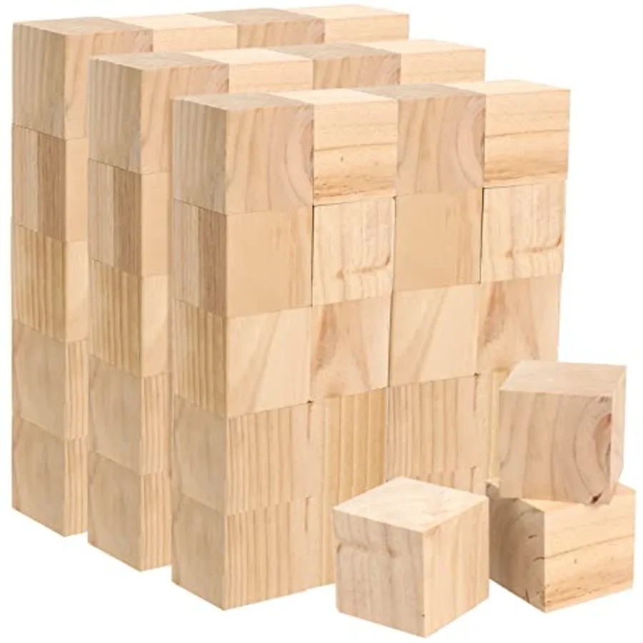 

Pack of 60 Wooden Cubes, 2 Inch Natural Unfinished Wood Blocks, Blank Wood Cubes Blocks for DIY Crafts, Puzzle Making, Painting