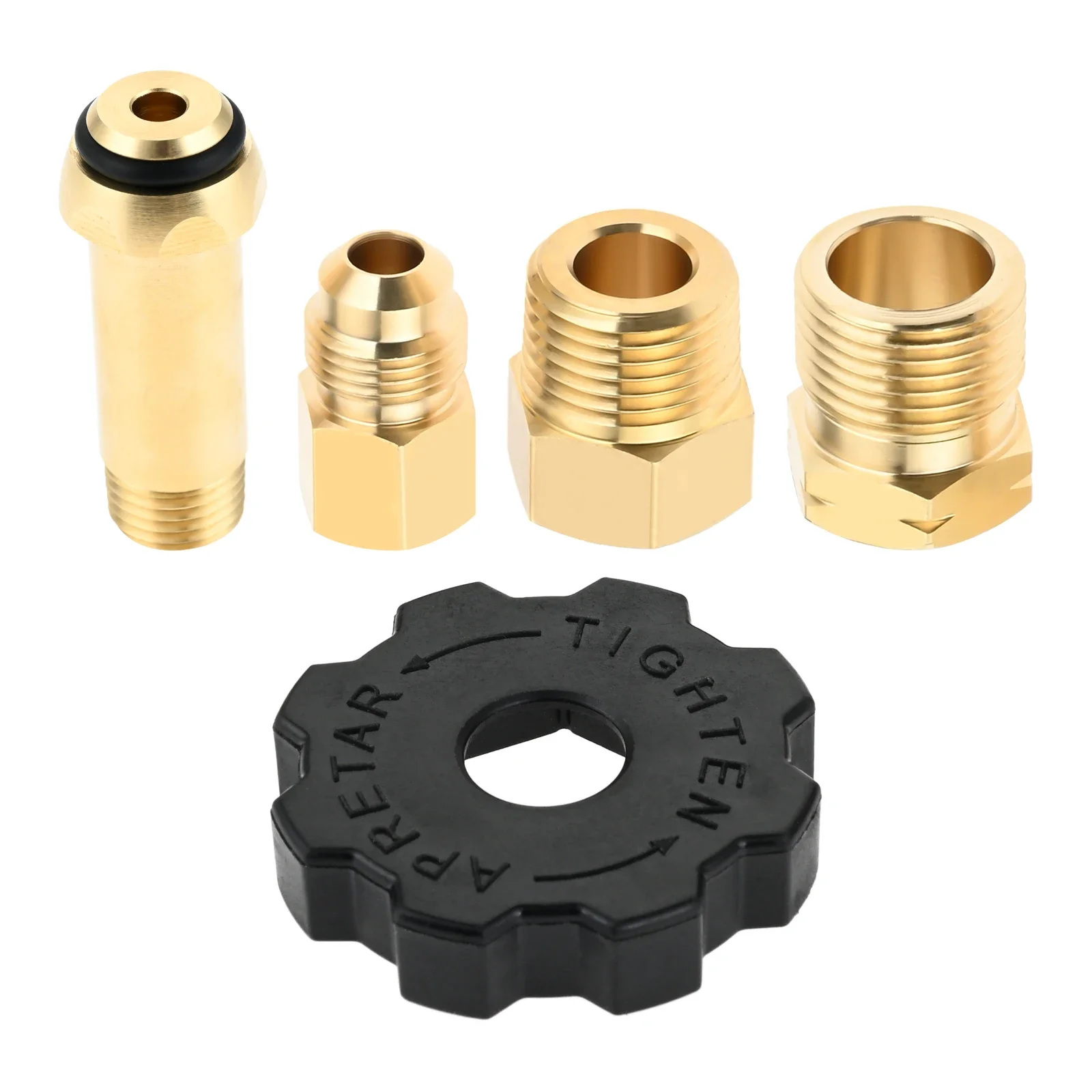 Pol Propane Gas Tank Adapter Plug with Full Flow x 1/4 Male NPT, 3/8" Male Flare and 1/2" Male NPT Converter Fitting for Camping