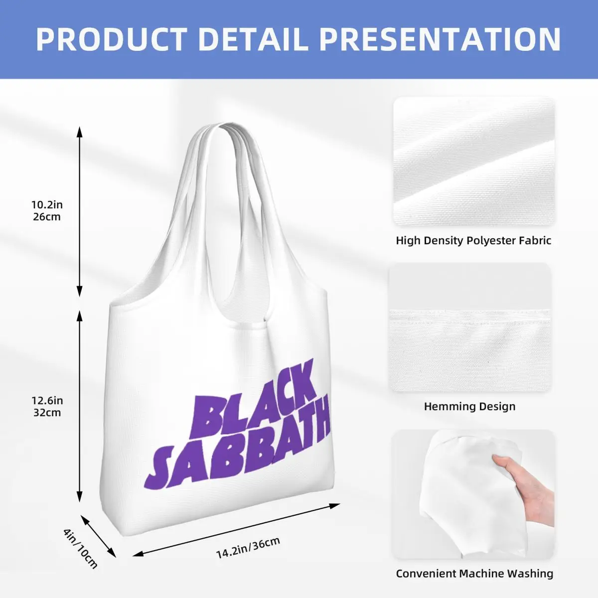 Black Sabbath Vibes Large Capacity Canvas Tote Bag Single Shoulder Work Commute Bag For Women Eco-Friendly Shopping Bag