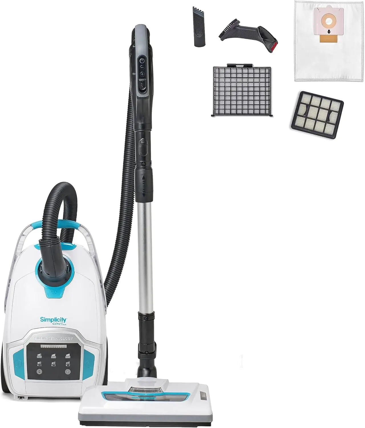 Simplicity Vacuums Scout Plus Canister Vacuum Cleaner, Vacuum Cleaner Carpet and Floor Sweeper with Multifunction Digital Contro