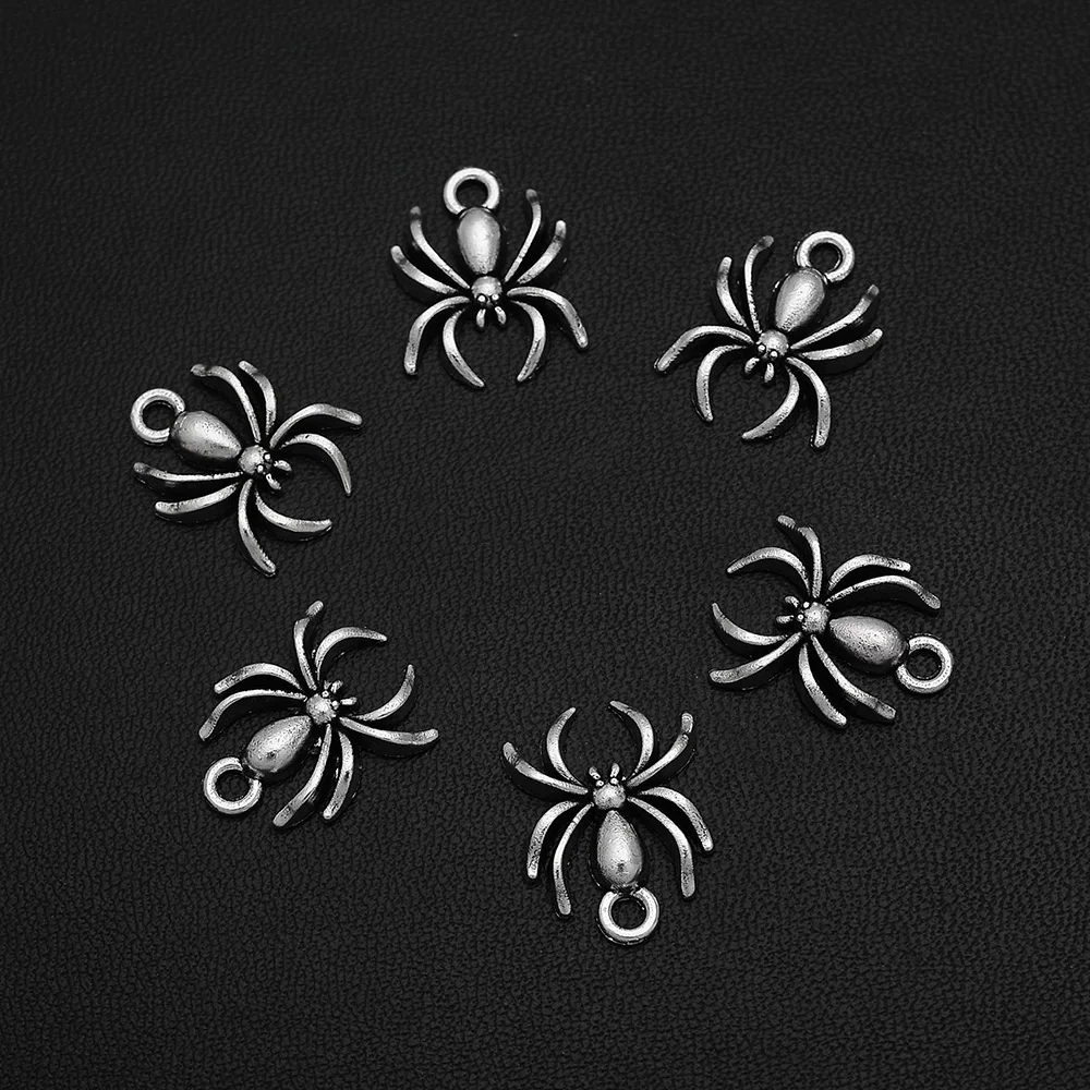 20pcs/lot--17x14mm Vintage Halloween Spider Charms Gothic Pendants For DIY Jewelry Making Findings Supplies Accessories Crafts