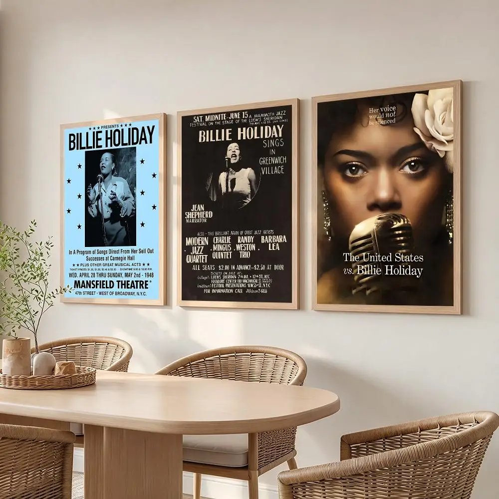 music Billie Holiday Poster Poster HD Frameless Creamy Style Home Decor Wall Art for Living Room Bedroom Gift