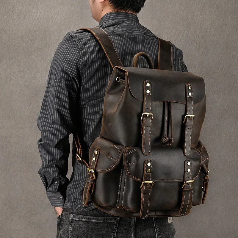 Large Leather Backpack For Men 17.3\