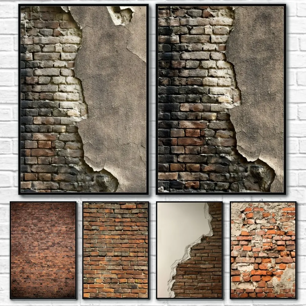 

Brick Walls Retro Modern Art Poster Sticky Wall Art Printing Waterproof Home Living Bed Room Bar Aesthetic Decor