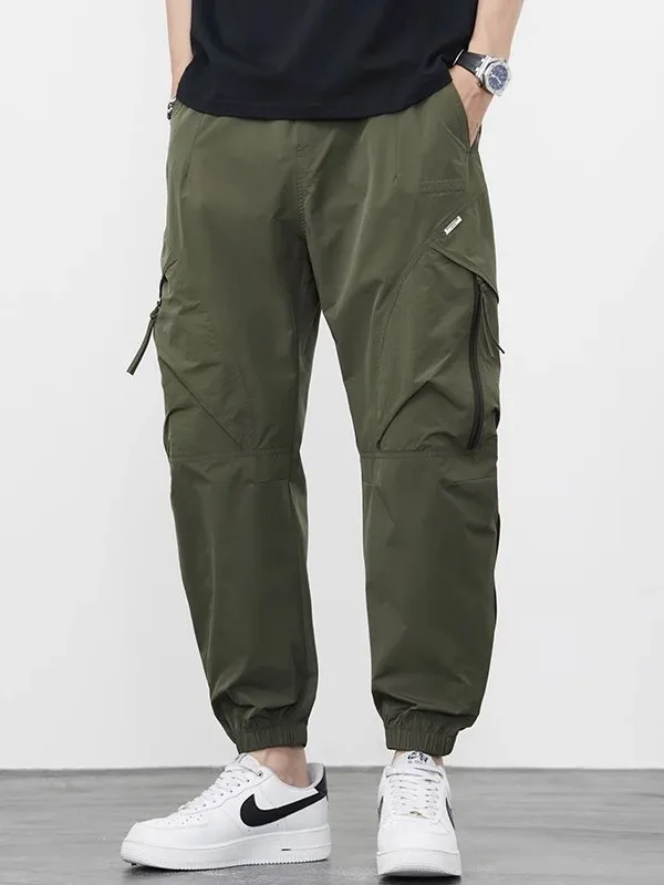 

Модные свободные летние тонкие мужские брюки для рабочей одежды, повседневные свободные леггинсы в американском стиле, осенние манжеты с девятью точками