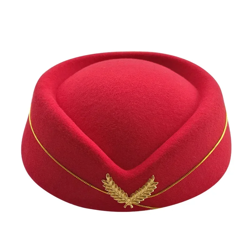 Stewardess Hat Elegant Berets Stage Performance Cap British Ceremonial Topi Aviation Flight Attendant Fedora Hat for Woman