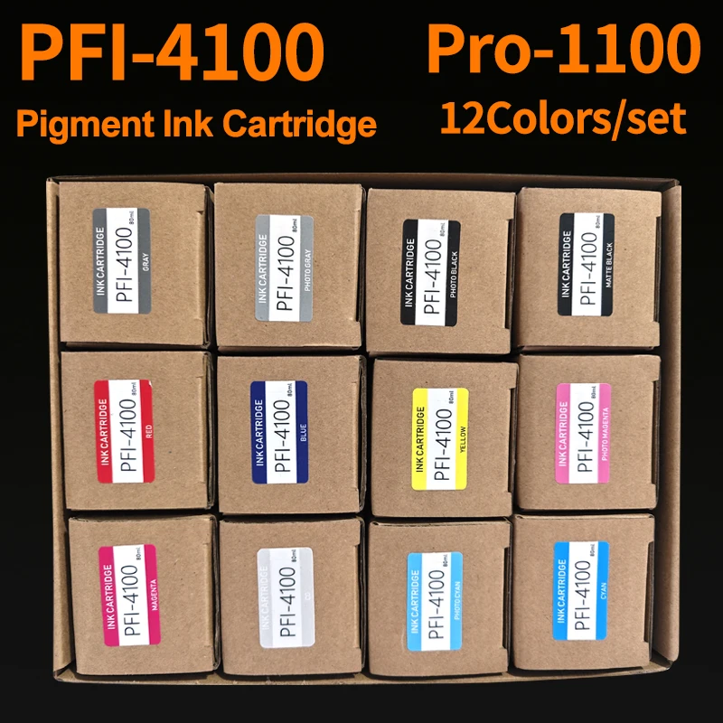 12color/set PRO-1100 PFI-4100 Pigment Ink Cartridge Compatible For Canon  pro1100 Pro-1100 Printer PFI4100 INK Cartridge Kit