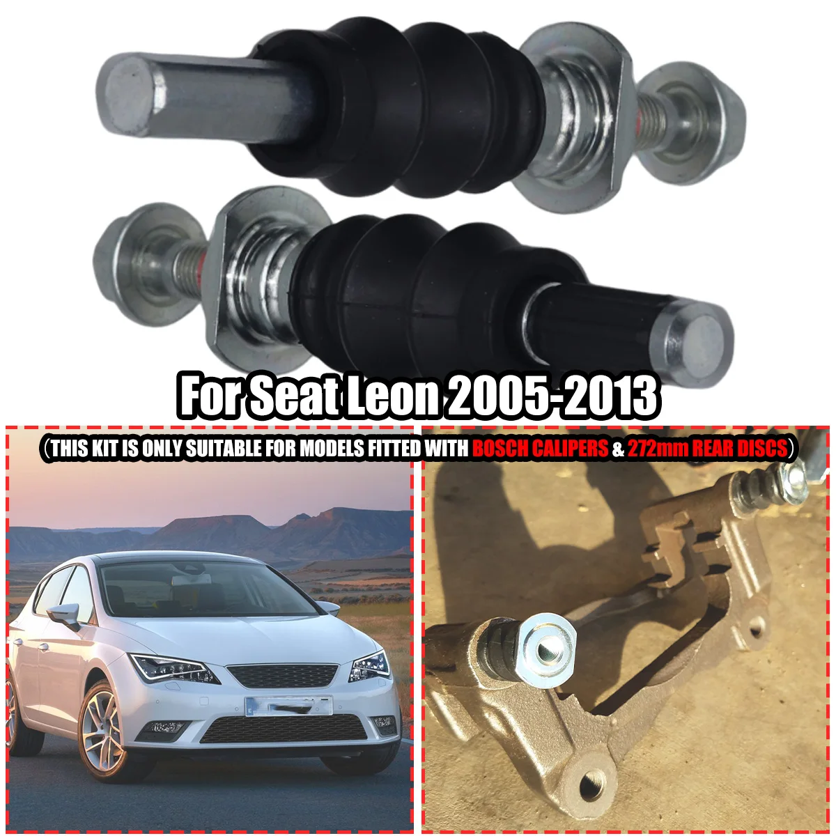 

For Seat Leon 2005 - 2013 Rear Brake Caliper Slider Guide Pins Bolt Kit Left Right Disc Housing Bellows Sleeve Bushing Boot Seal
