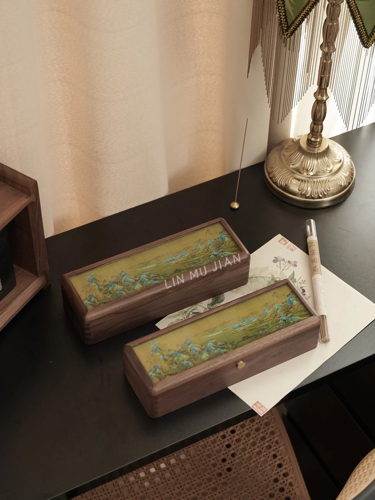 High End Chinese Sle Wooden Rectangle Pearl Nelace Bracelet Box Luxury Jewelry Gift Box Handmade Vintage Cusizable