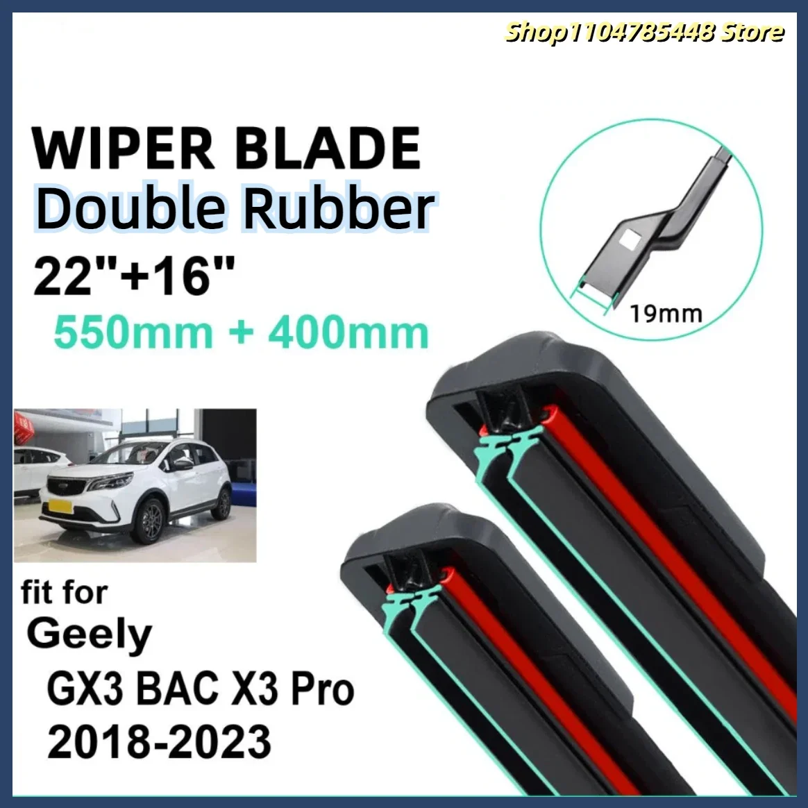 

Car Wiper for Geely GX3 BAC X3 Pro 2018-2023 22" + 16" Front Rear Wiper Blades Brushes Cutter Accessories 2020 2021 2022 2023