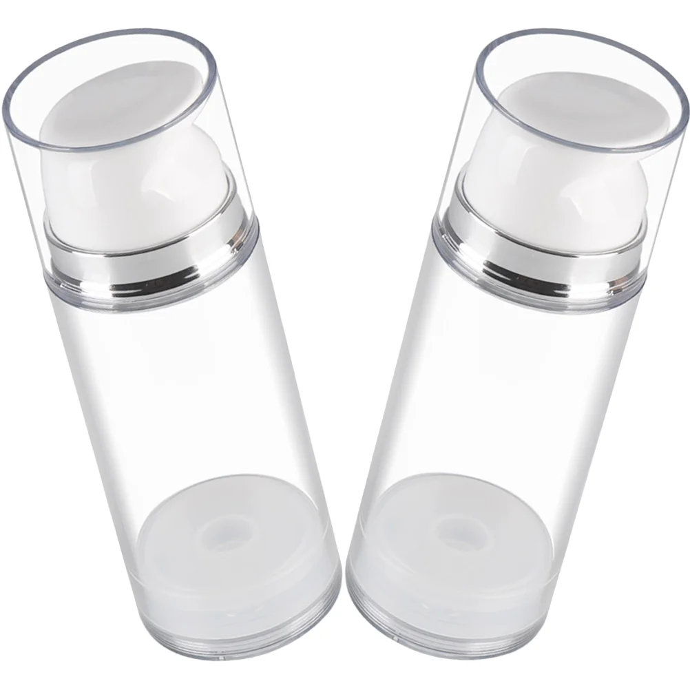 2 Pcs Hand Dispenser Travel Bottle Squeeze Lotion Containers for Creams Airless Pump Moisture Face Sub Transparent