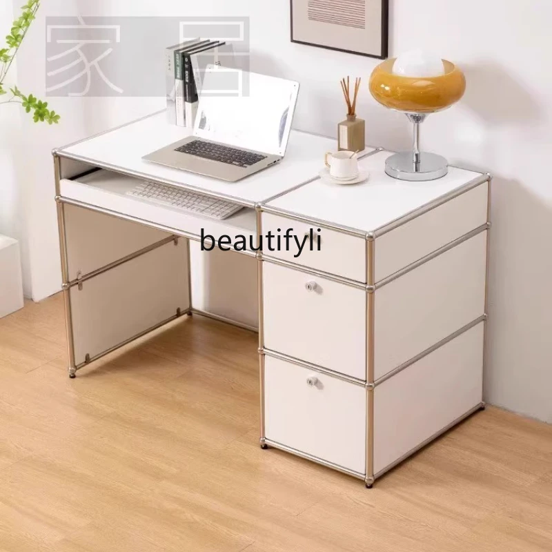 

Study Desk Bedroom Writing Desk Rectangle Stainless Steel Modern Office Computer Desk Desktop Home