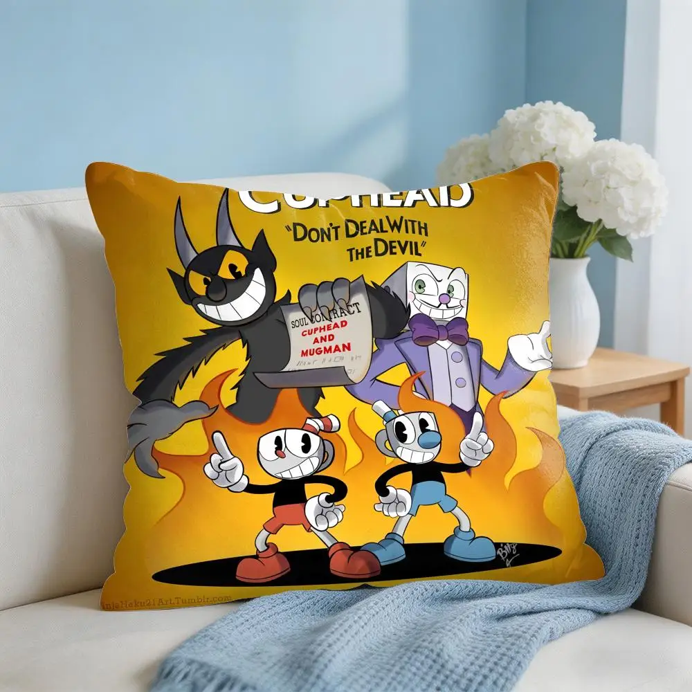 Classic Game C-Cuphead Cute Cushion Cover Square Pillow Bedroom Sofa Leisure Comfort Living Room Home Decoration 40X40