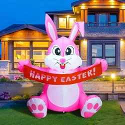 Red Bunny Inflatable Adornment Easter Inflatables Decorations LED Lights Yard Decorations Indoor Outdoor Garden Decorations