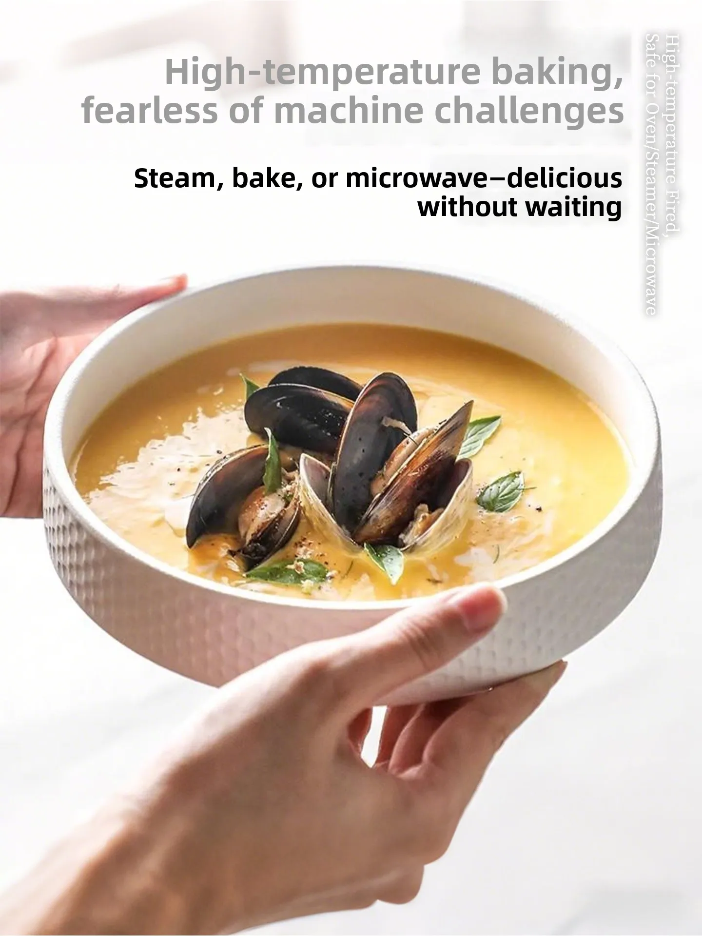 Large Capacity Ceramic Soup Bowl Japanese Style Dining Utensils  Steamed Egg Bowl Family Use Multifunctional Bowl