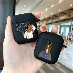 Fashion BoJack Cute Horseman Soft silicone TPU Case For AirPods Pro2 1 2 3 Black Silicone Wireless Bluetooth Earphone Box Cover