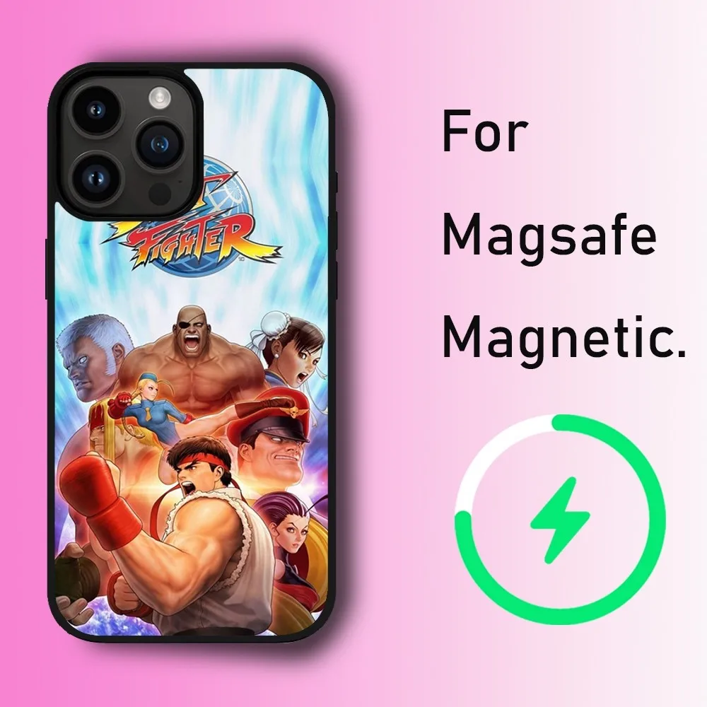 Game S-STREET F-FIGHTER Phone Case For iPhone 11 12 13 14 15 Max Plus Pro Wireless Magnetic Magsafe Charging Shell