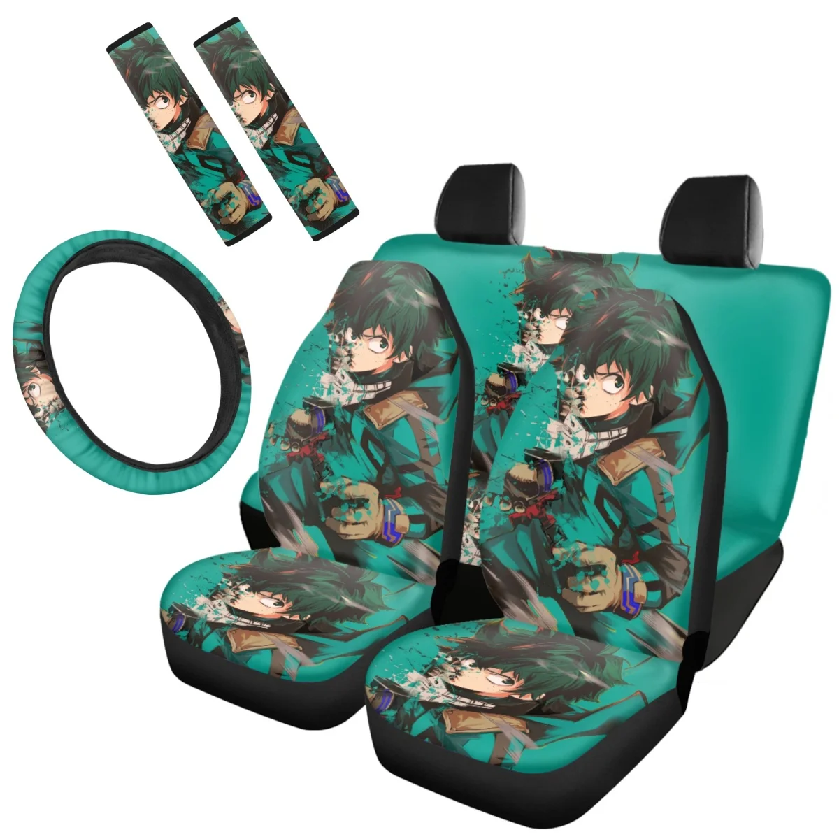 New Anime My Hero Academia Print High Quality Car Interior Spare Parts Auto Supplies Stretch Fabrics Front Back Seat Cover Set