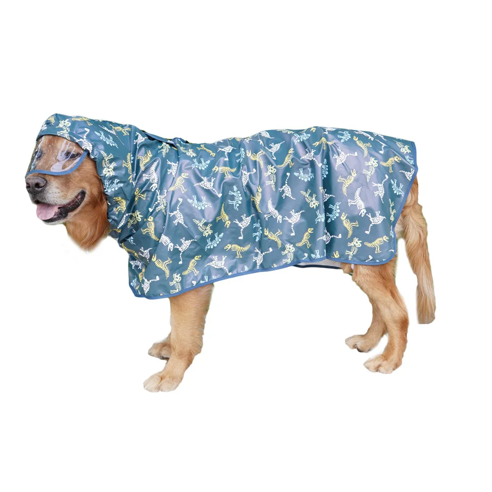 Waterproof Hooded Dog Rain Cape Belly Protection Pet Raincoat for Medium Large Dogs Golden Retriever Samoyed Outdoor Clothes - view 4