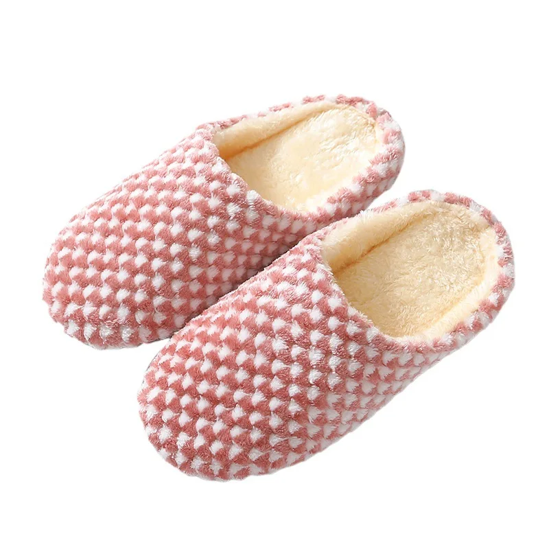 Fashionable and Sweet Candy Macaron-Colored Polka Dot Autumn and Winter Long Plush Warm Soft-Soled Silent Women's Home Slippers image 5