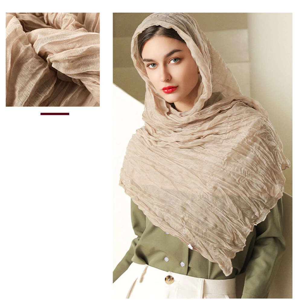 Clearance！Women Spring Autumn Scarf Lady Cotton Linen Headscarf Solid Color Muslim Shawl Sun Protection Wrap Summer Beach Towel