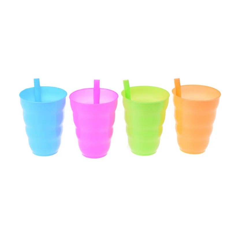 1X Kid Children Infant Baby Sip Cup with Built in Straw Mug Drink Solid Fe AA Ew