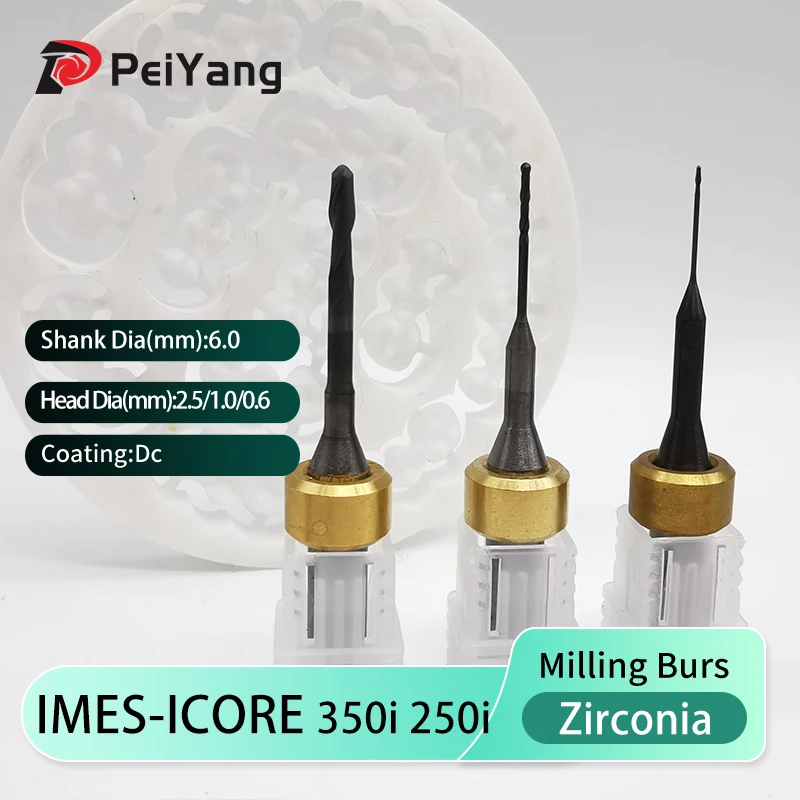 Dental Cad Cam Zirconia Wax PMMA Tungsten Carbide Made Imes Icore 350i D6 250i D3Milling Bur CVD