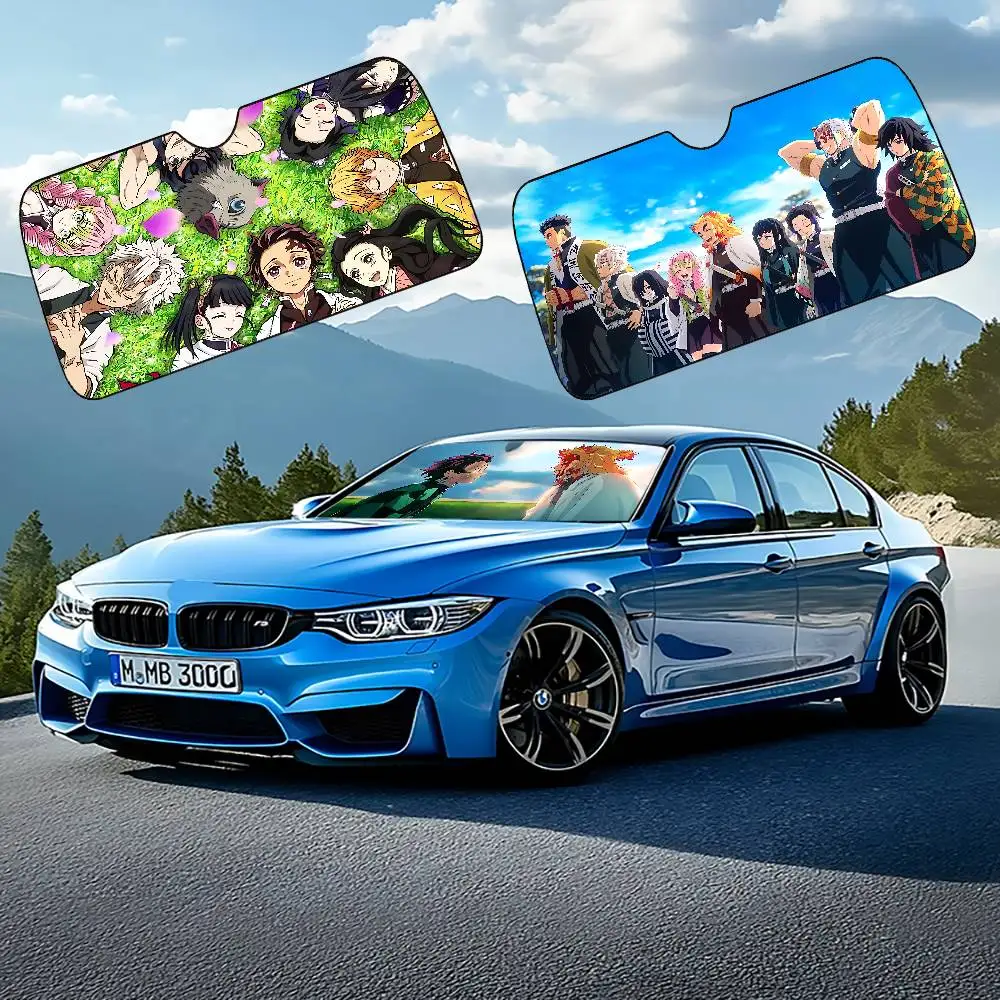 Anime D-Demon Slayers Car SunShade Windshield Cover UV Protection Auto Visor Accessories For Cars
