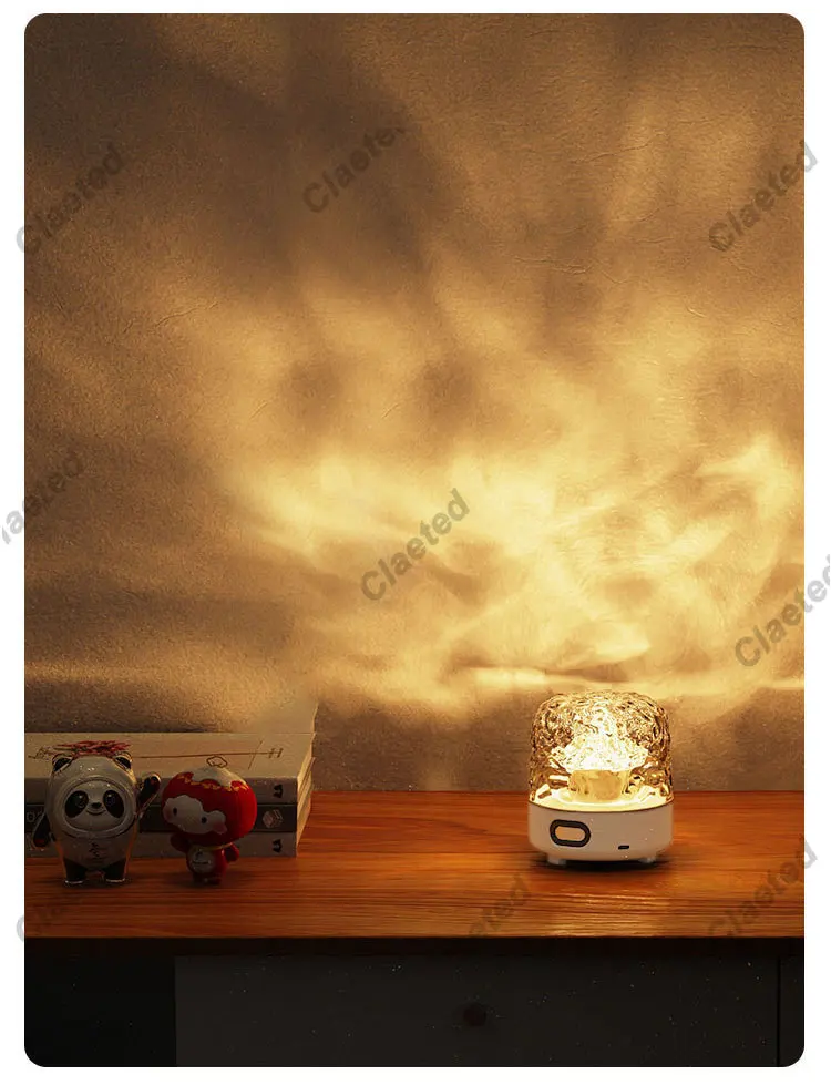 New Bedside Night Light with Bluetooth Speaker Water Pattern Projection Small Table Lamp Bedroom Romantic Atmosphere Light